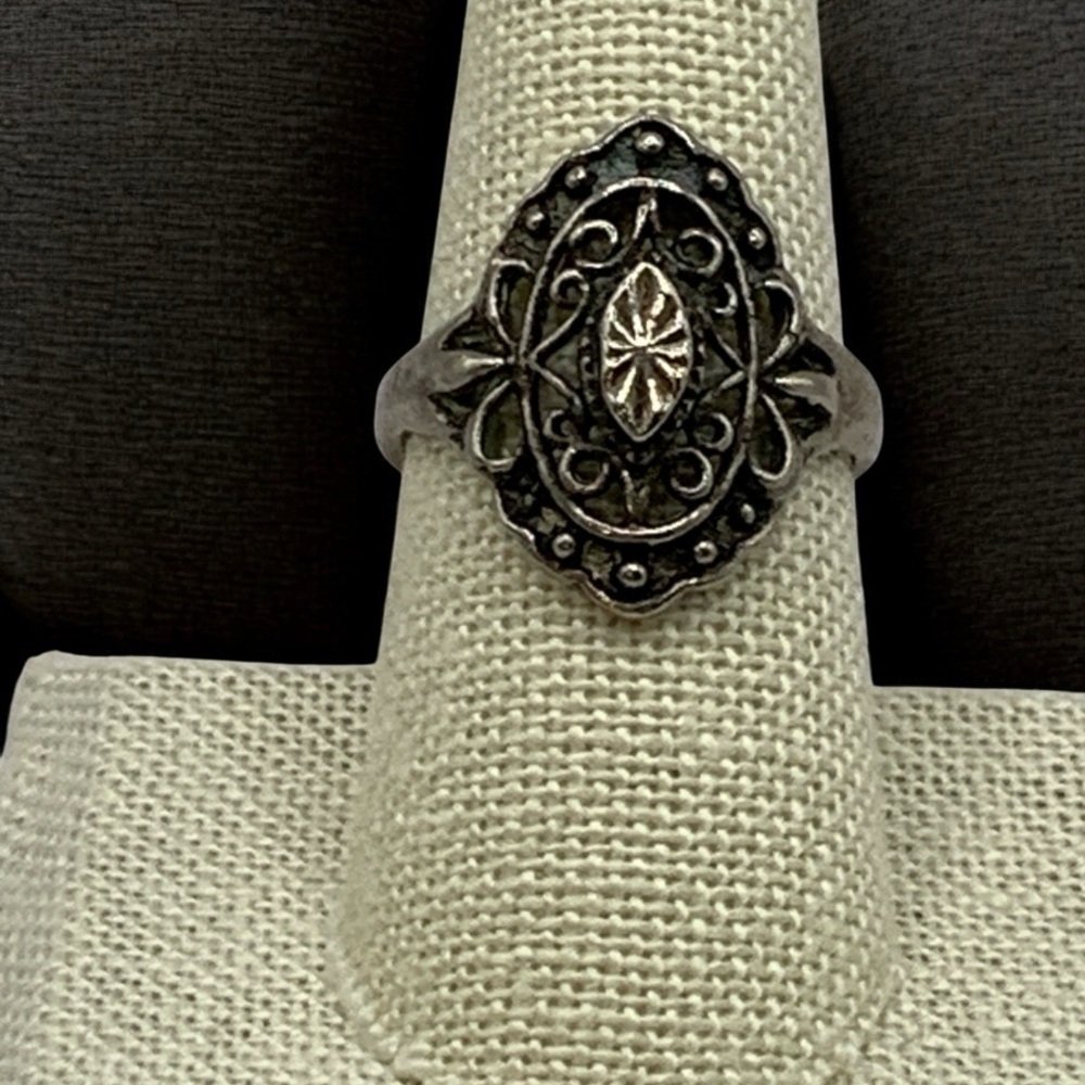 Antique Silver Filigree Ring, size 8.5